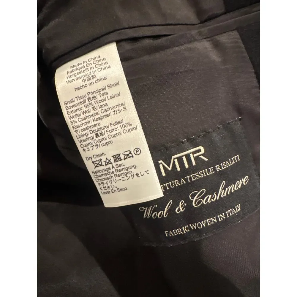 J.Crew Men's Black Rivington Topcoat In Italian Wool Cashmere Blend Size 44L NWT